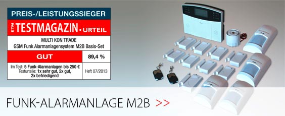 Multi Kon Trade GSM Funk Alarmanlagensystem M2B Basis-Set ETM Testmagazin - Preis-/Leistungsieger