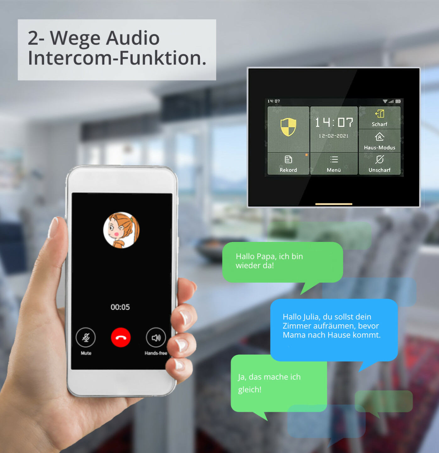 Funk GSM und WIFI Smart Home Alarmanlage mit Touchscreen YE1220