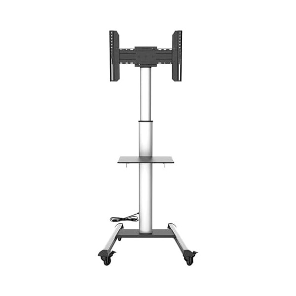XTRARM Proton 500 mobiler TV Ständer mit Ablage, TV ca. 37-70 Zoll / 40 kg, viele VESA-Größen, Variable Höhe bis ca. 211 cm, Schwarz/Silber, TV-Sta...