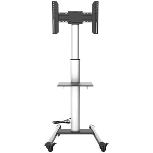 XTRARM Proton 500 mobiler TV Ständer mit Ablage, TV ca. 37-70 Zoll / 40 kg, viele VESA-Größen, Variable Höhe bis ca. 211 cm, Schwarz/Silber, TV-Sta...
