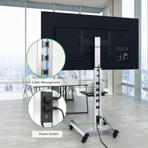 XTRARM Proton 500 mobiler TV Ständer mit Ablage, TV ca. 37-70 Zoll / 40 kg, viele VESA-Größen, Variable Höhe bis ca. 211 cm, Schwarz/Silber, TV-Sta...