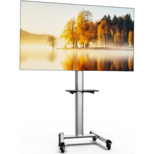 XTRARM Proton 500 mobiler TV Ständer mit Ablage, TV ca. 37-70 Zoll / 40 kg, viele VESA-Größen, Variable Höhe bis ca. 211 cm, Schwarz/Silber, TV-Sta...