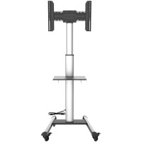 XTRARM Proton 500 mobiler TV Ständer mit Ablage, TV ca. 37-70 Zoll / 40 kg, viele VESA-Größen, Variable Höhe bis ca. 211 cm, Schwarz/Silber, TV-Sta...