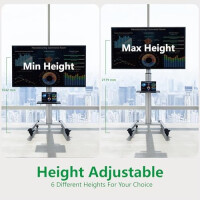 XTRARM Proton 500 mobiler TV Ständer mit Ablage, TV ca. 37-70 Zoll / 40 kg, viele VESA-Größen, Variable Höhe bis ca. 211 cm, Schwarz/Silber, TV-Sta...