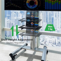 XTRARM Proton 500 mobiler TV Ständer mit Ablage, TV ca. 37-70 Zoll / 40 kg, viele VESA-Größen, Variable Höhe bis ca. 211 cm, Schwarz/Silber, TV-Sta...